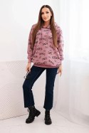 Bluza z napisami ciemno różowa