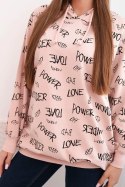 Bluza z napisami ciemny pudrowy róż