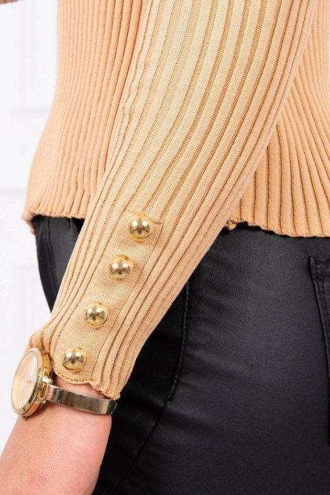 Bluzka swetrowa dopasowana z guzikami beżowa