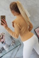 Bluzka swetrowa dopasowana z guzikami beżowa