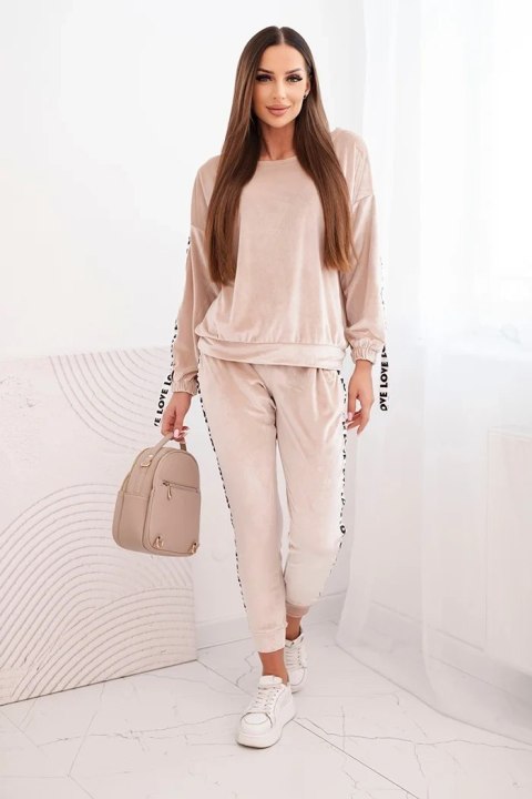 Komplet welurowy Love beżowy