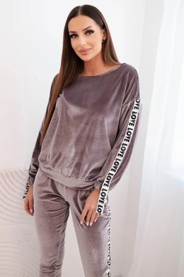 Komplet welurowy Love szary