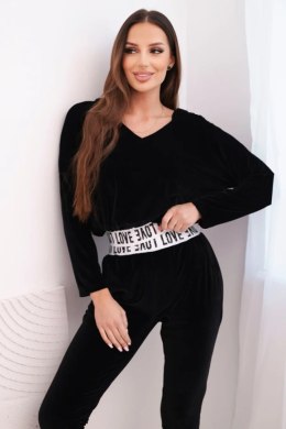 Komplet welurowy z kapturem czarny