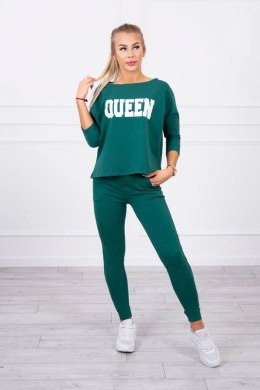 Komplet z nadrukiem Queen ciemny zielony