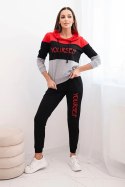 Komplet z nadrukiem Yourself czerwony+czarny