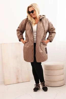 Kurtka damska Plus Size pikowana z kapturem i napisem HOPE fango