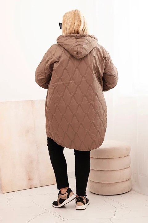 Kurtka damska Plus Size pikowana z kapturem i napisem HOPE fango