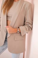 Marynarka z klapami elegancka ciemno beżowa