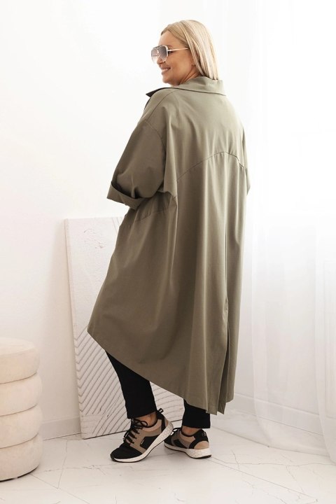 Narzutka damska Plus Size Punto z bawełną i guzikami khaki