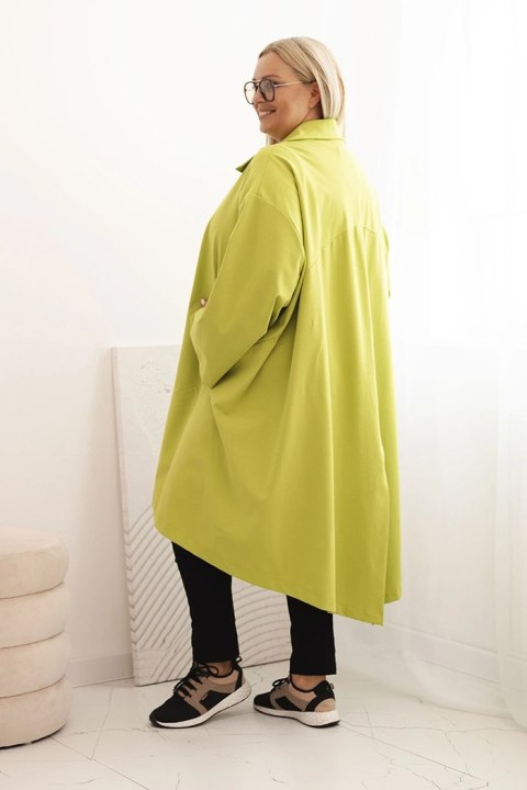 Narzutka damska Plus Size Punto z bawełną i guzikami pistacjowa