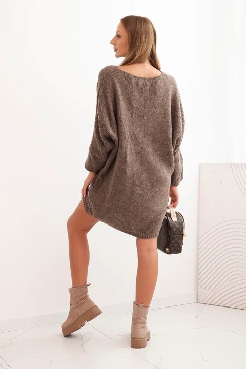 Sukienka damska Plus Size wełniany z dekoltem V fango