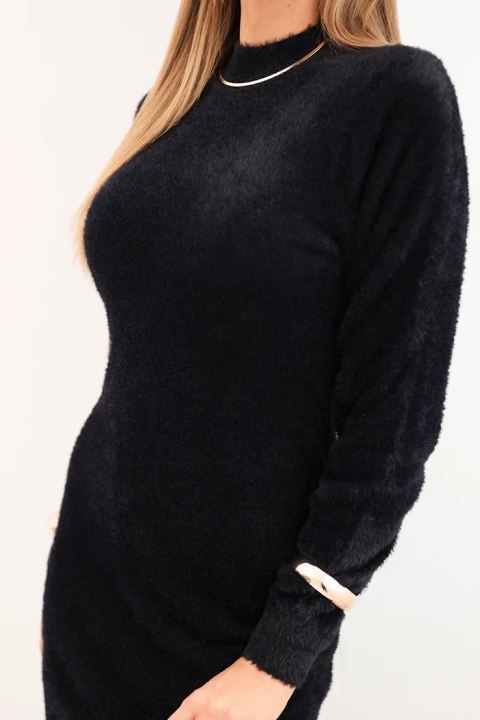 Sukienka damska sweterkowa z półgolfem z miękkiej alpaki czarny