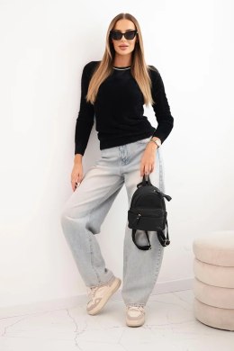 Sweter damski alpaka z okrągłym dekoltem czarny