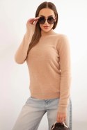 Sweter damski alpaka z półgolfem camelowy