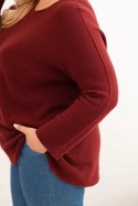 Sweter damski plus size z dekoltem łódką bordowy
