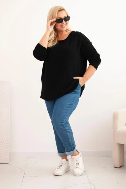 Sweter damski plus size z dekoltem łódką czarny