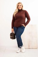 Sweter damski wiskozowy Plus Size z golfem o klasycznym kroju brązowy