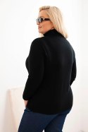 Sweter damski wiskozowy Plus Size z golfem o klasycznym kroju czarny