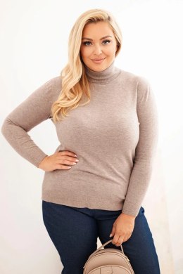 Sweter damski wiskozowy Plus Size z golfem o klasycznym kroju fango
