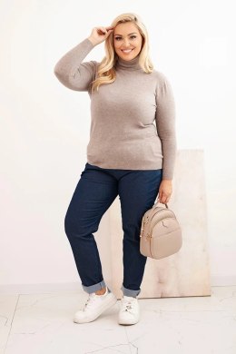 Sweter damski wiskozowy Plus Size z golfem o klasycznym kroju fango