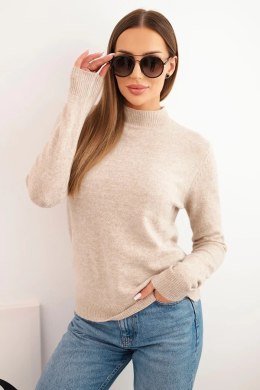 Sweter damski z półgolfem z miękkiej dzianiny ciemno beżowy