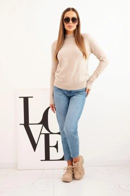 Sweter damski z półgolfem z miękkiej dzianiny ciemno beżowy