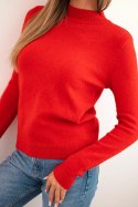 Sweter damski z półgolfem z miękkiej dzianiny czerwony