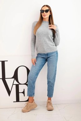 Sweter damski z półgolfem z miękkiej dzianiny szary