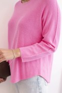 Sweterek damska z wiskozy z długim rękawem i okrągłym dekoltem różowy