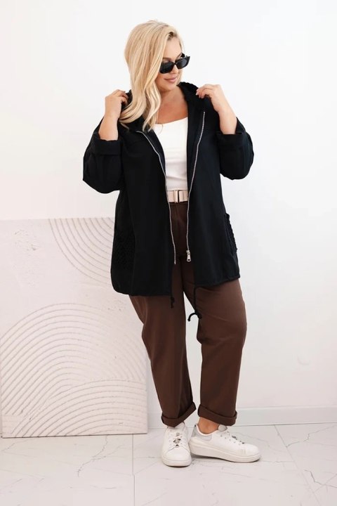 Bluza damska Plus Size bawełniana oversize z długim rękawem czarna