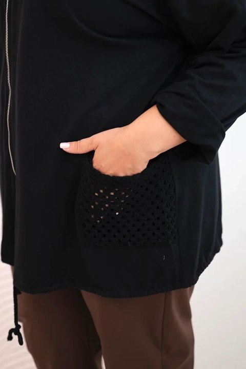 Bluza damska Plus Size bawełniana oversize z długim rękawem czarna
