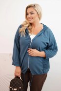 Bluza damska Plus Size bawełniana oversize z długim rękawem jeansowa