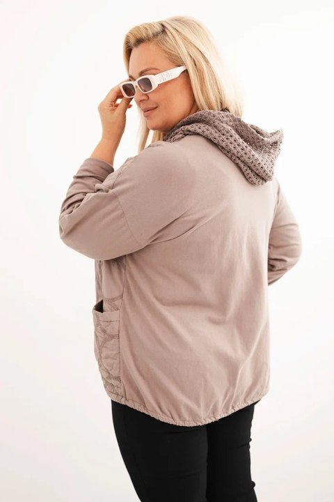 Bluza damska Plus Size bawełniana rozpinana na zamek fango