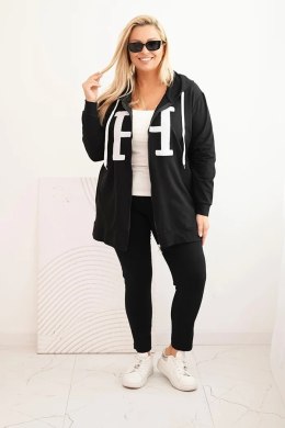 Bluza damska Plus Size bawełniana z kapturem i dużą literą H czarna