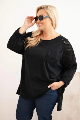 Bluza damska Plus Size bawełniana z nadrukiem czarna