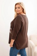 Bluza damska Plus Size bawełniana z nadrukiem drzewa brązowa