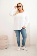 Bluzka damska Plus Size z dekoltem w łódkę biała