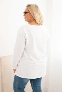 Bluzka damska Plus Size z dekoltem w łódkę biała