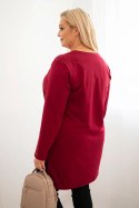 Bluzka damska z dłuższym tyłem i nadrukiem bordowa