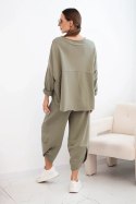Komplet bawełniany bluza + spodnie jasny khaki
