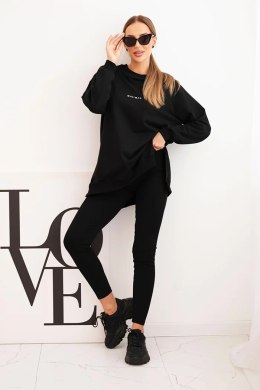 Komplet damski bawełniany bluza i legginsy z napisem Minimal czarny