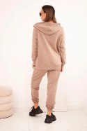 Komplet damski bawełniany z kapturem i zamkiem fango