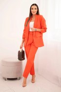 Komplet elegancki marynarki ze spodniami pomarańczowy