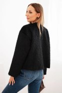 Kurtka damska futerkowa bez zapięcia czarna