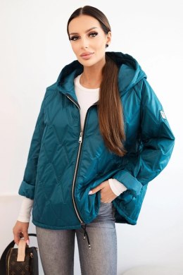 Kurtka damska pikowana z kapturem morska