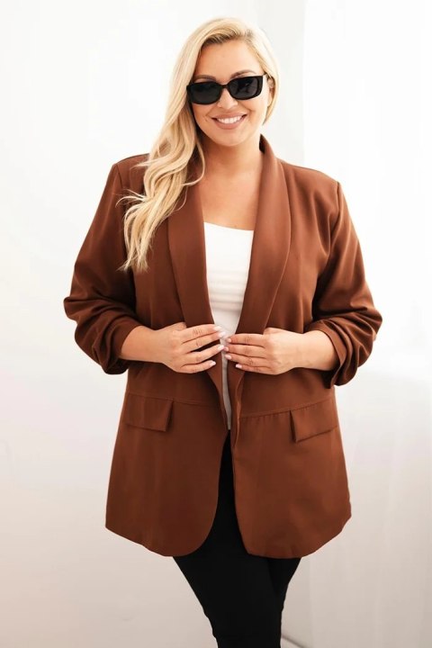 Marynarka damska Plus Size elegancka czekoladowa