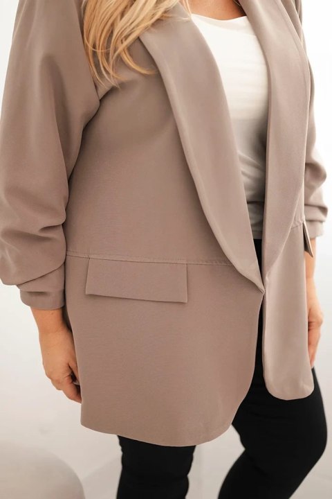 Marynarka damska Plus Size elegancka fango