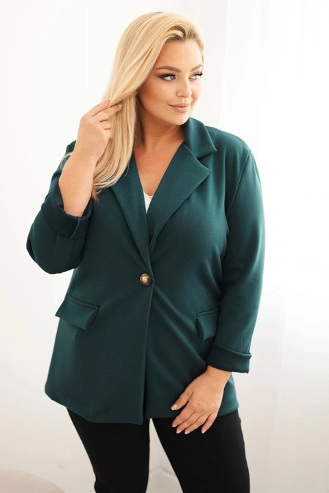 Marynarka damska z wiskozy Plus Size z długim rękawem i kołnierzem morska