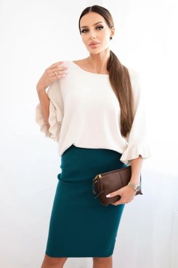 Spódnica damska wiskozowa z elastycznej dzianiny morska