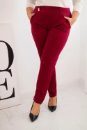 Spodnie damskie bawełniane Plus Size z elastycznym pasem bordowe